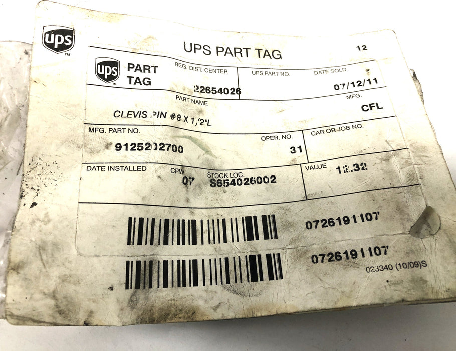 CAT Clevis Pin 91252-02700 NOS