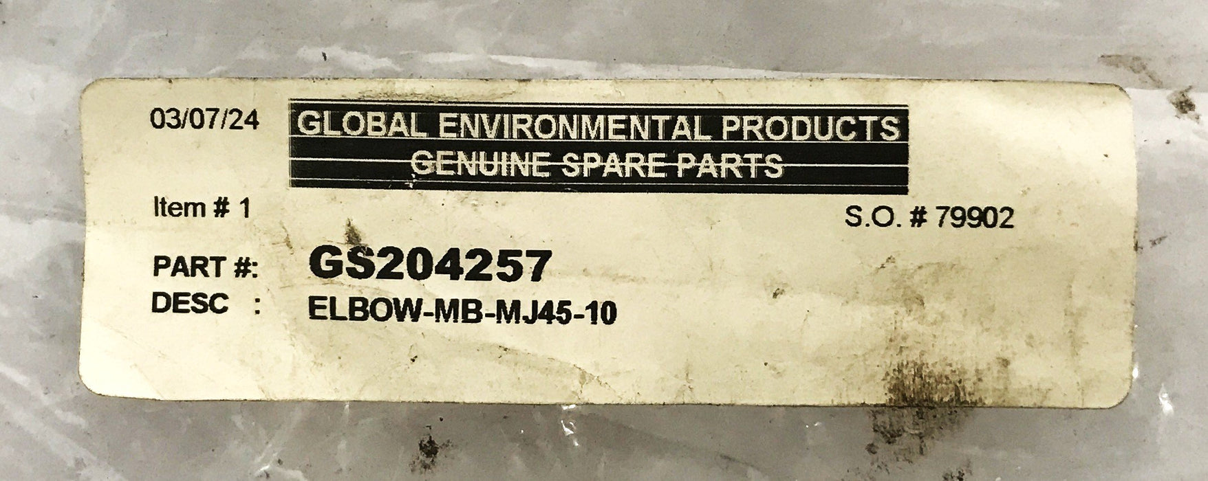Global Street Sweeper Hydraulic Elbow GS204257 [Lot of 2] NOS