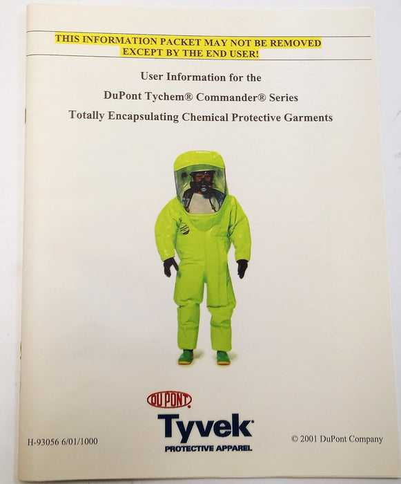 Dupont TK 554 TLY 2X 00015U Tychem TK Commander Level A Suit TychemTK 2XL NOS