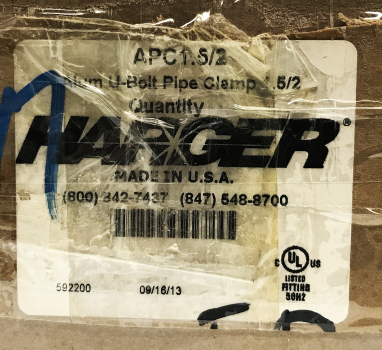 Harger U-Bolt Clamp 50H2-1.5/2.0 [Lot of 2] NOS