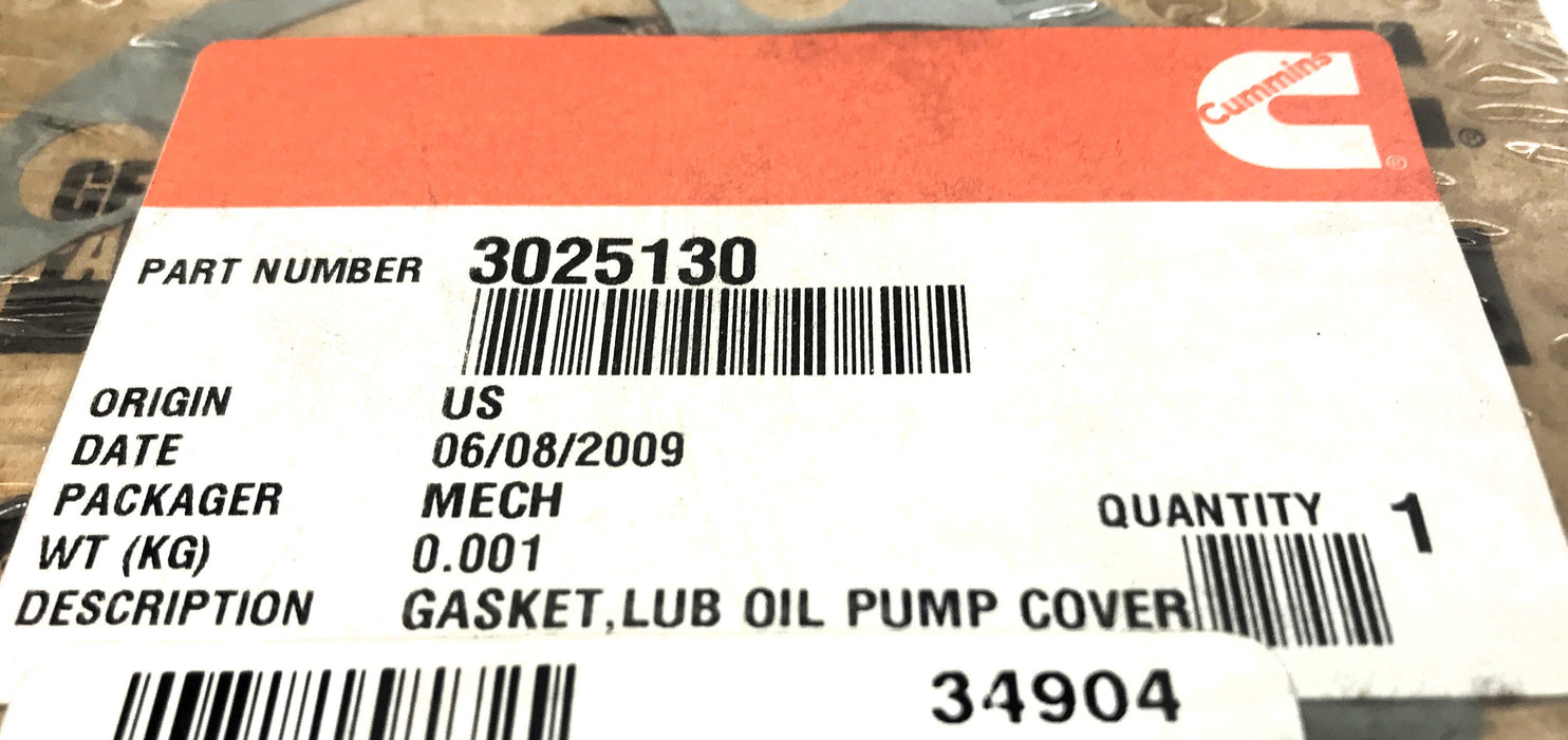 Cummins Lubricating Oil Pump Gasket Cover 3025130 [Lot of 2] NOS