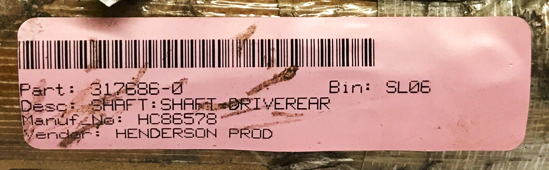 Henderson Rear Drive Shaft HC86578 NOS