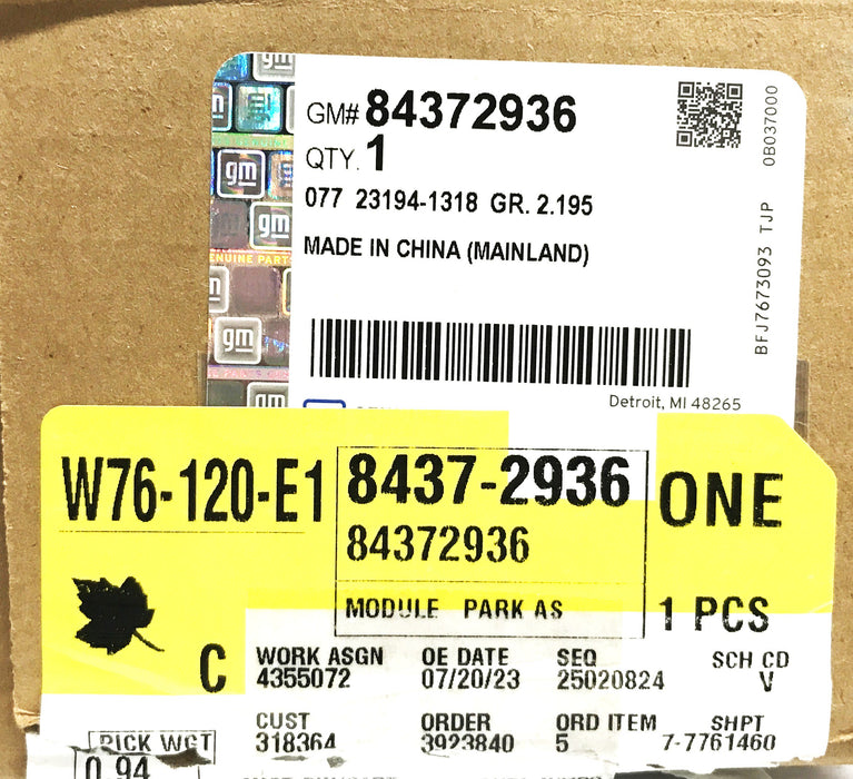 GM Parking Assist Control Module 84372936 NOS