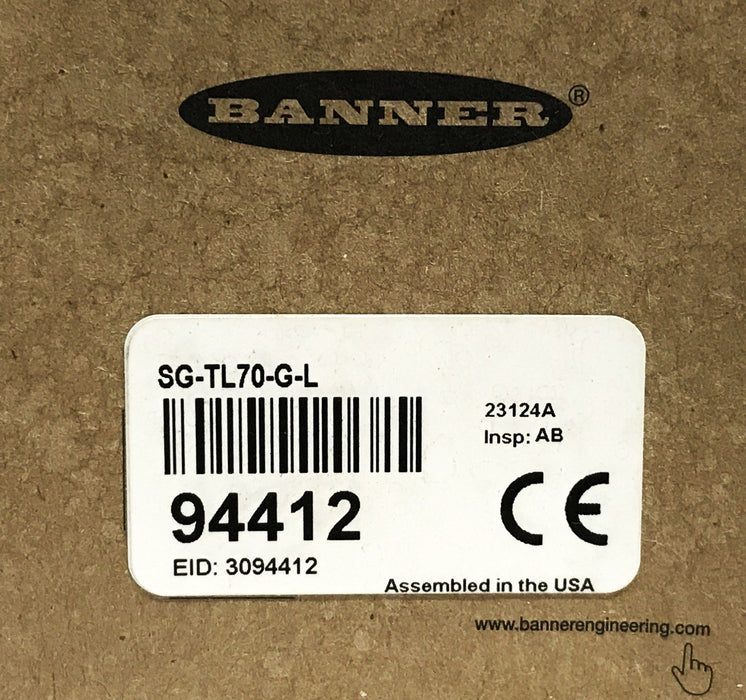 Banner Green Indicator Light SG-TL70-G-L NOS