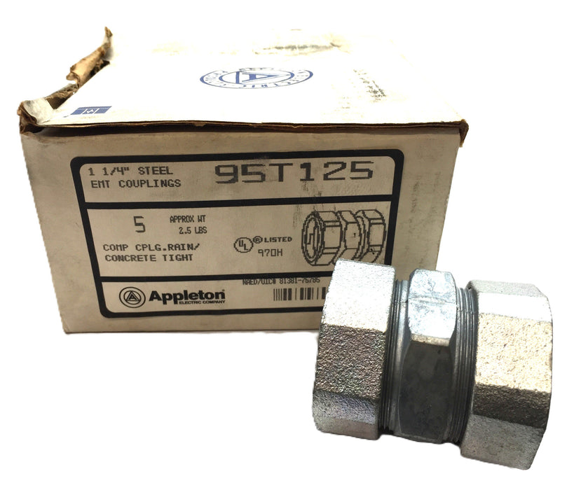 Appleton 1-1/4" Steel EMT Coupling Box 95T125 (5pcs) NOS