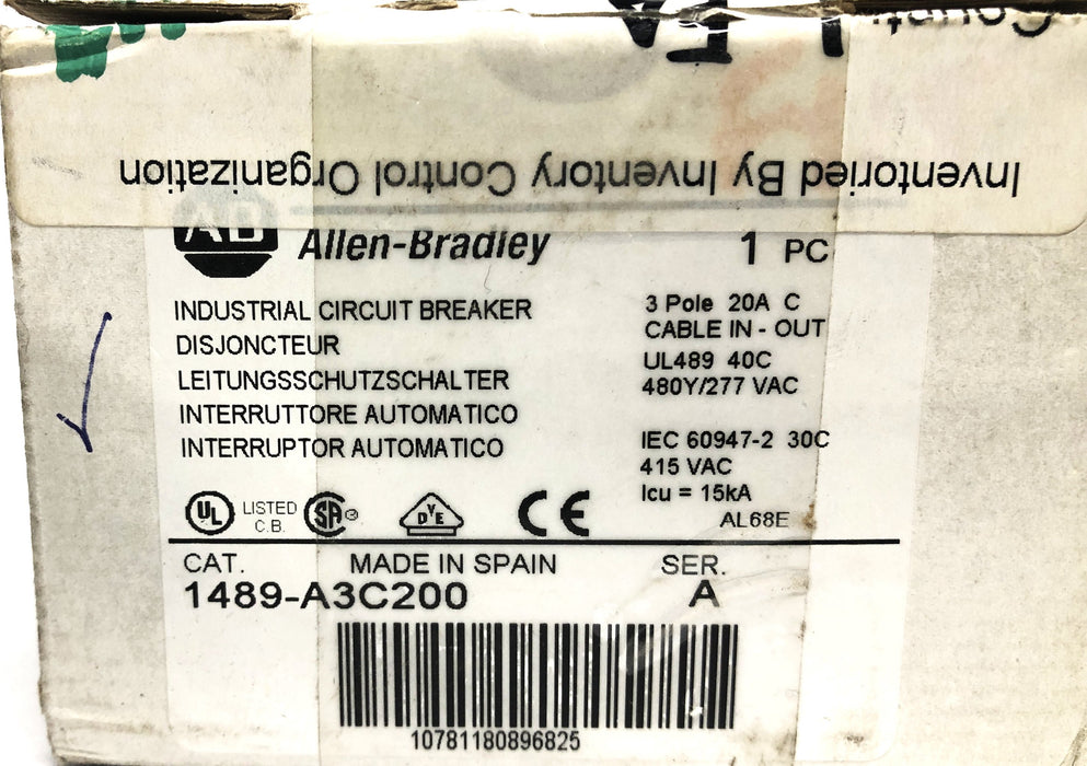 Allen-Bradley Industrial Circuit Breaker 1489-A3C200 NOS