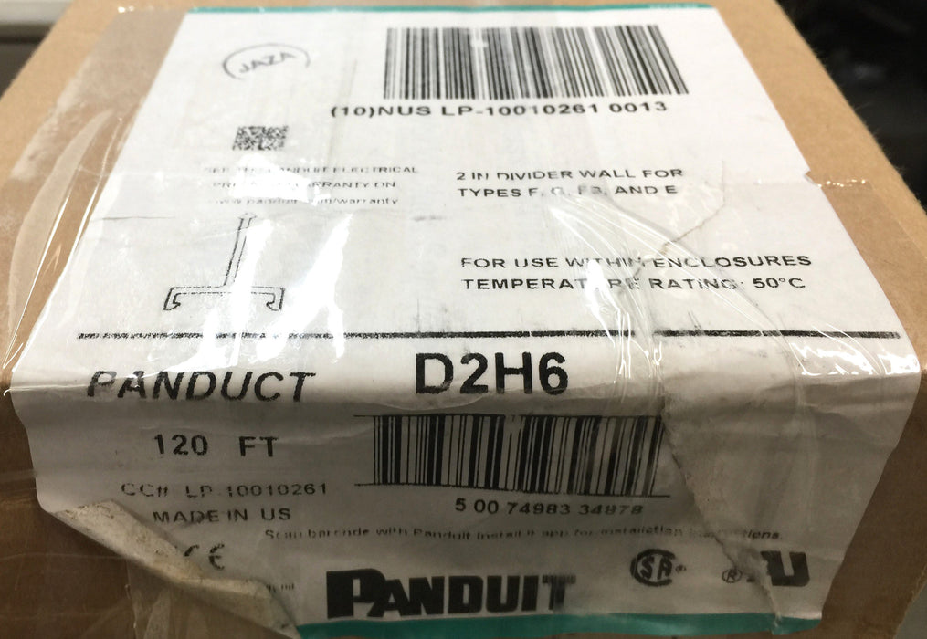 PANDUIT Box of 20pcs 6' PVC Grey Solid Divider Wall (120ft) D2H6 NOS