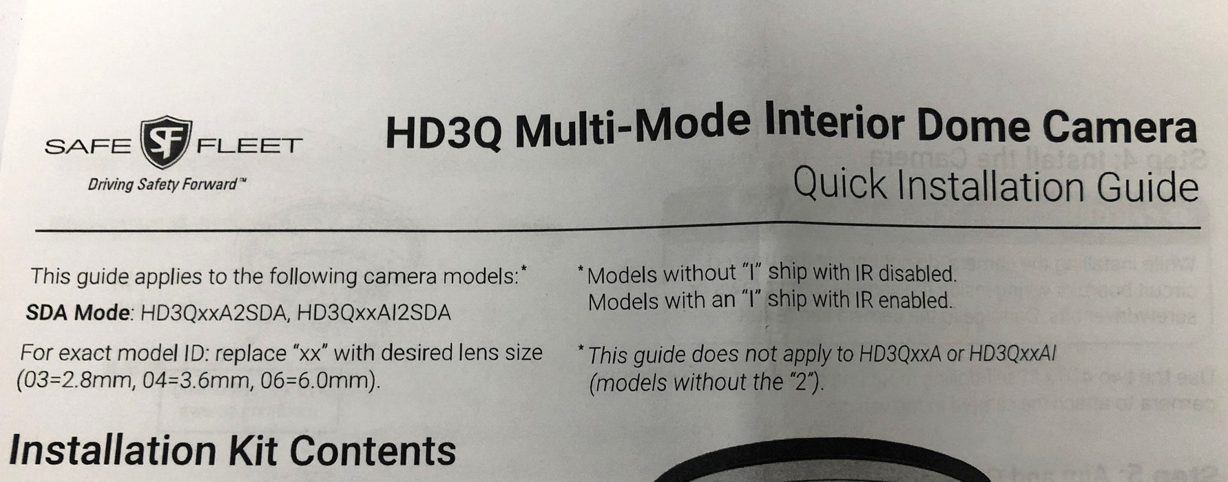 Safe Fleet Multi Mode Interior Dome Camera HD3Q NOS - GTS SPECIAL