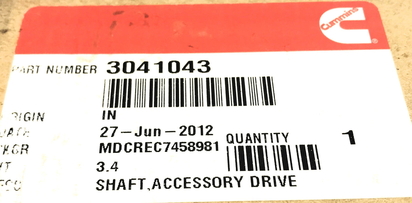 Cummins Accessory Drive Shaft 3041043 NOS