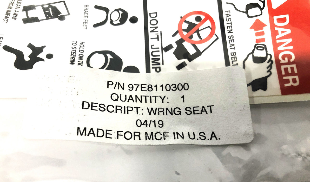 Unbranded Warning Decal For MCF 97E8110300 NOS