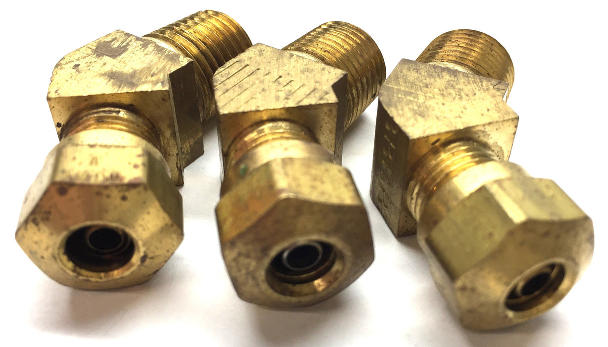 Parker 1/4"OD x 1/8" Pipe Thread 45-Degree Brass Male Elbow 1480x4 [Lot of 3] NOS