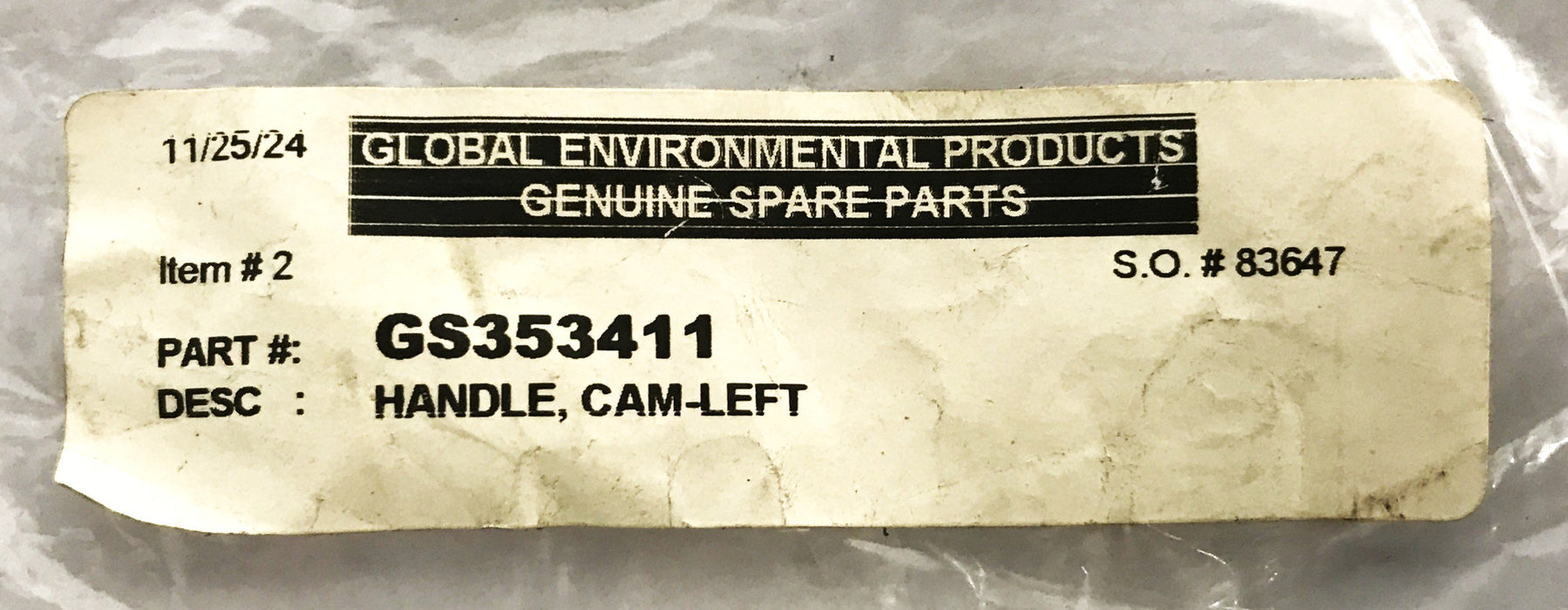 Global Polished Brass 2-Hole Left Cam Handle CS353411 NOS