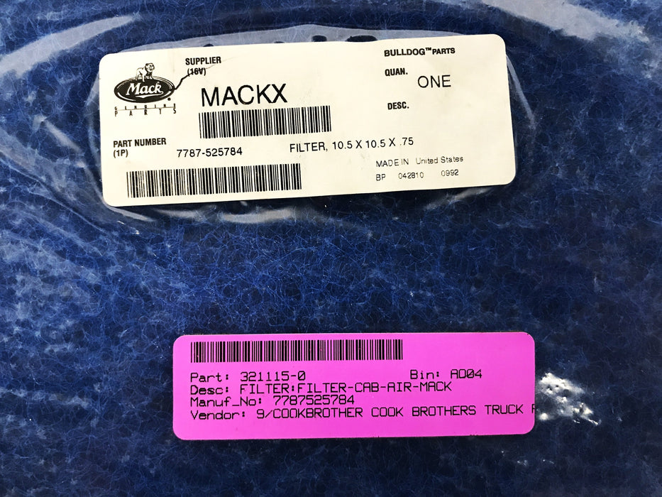 Mack Cabin Air Filter 7787-525784 [Lot of 2] NOS