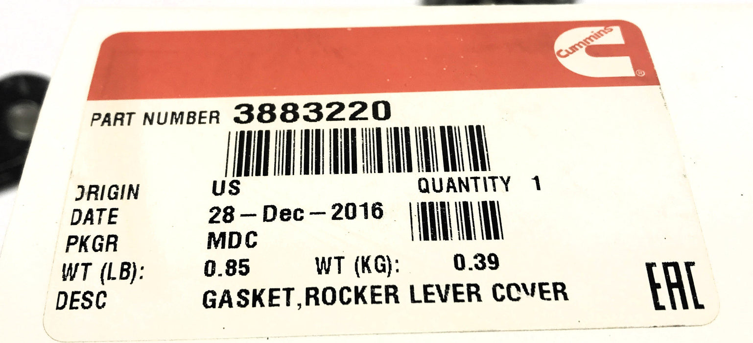 Cummins Rocker Lever Gasket Cover 3883220 NOS