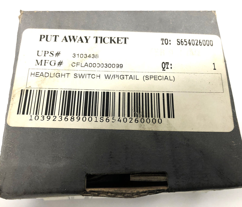 Unbranded Headlight Switch With Pigtail For CAT Forklift A0000-30099 NOS