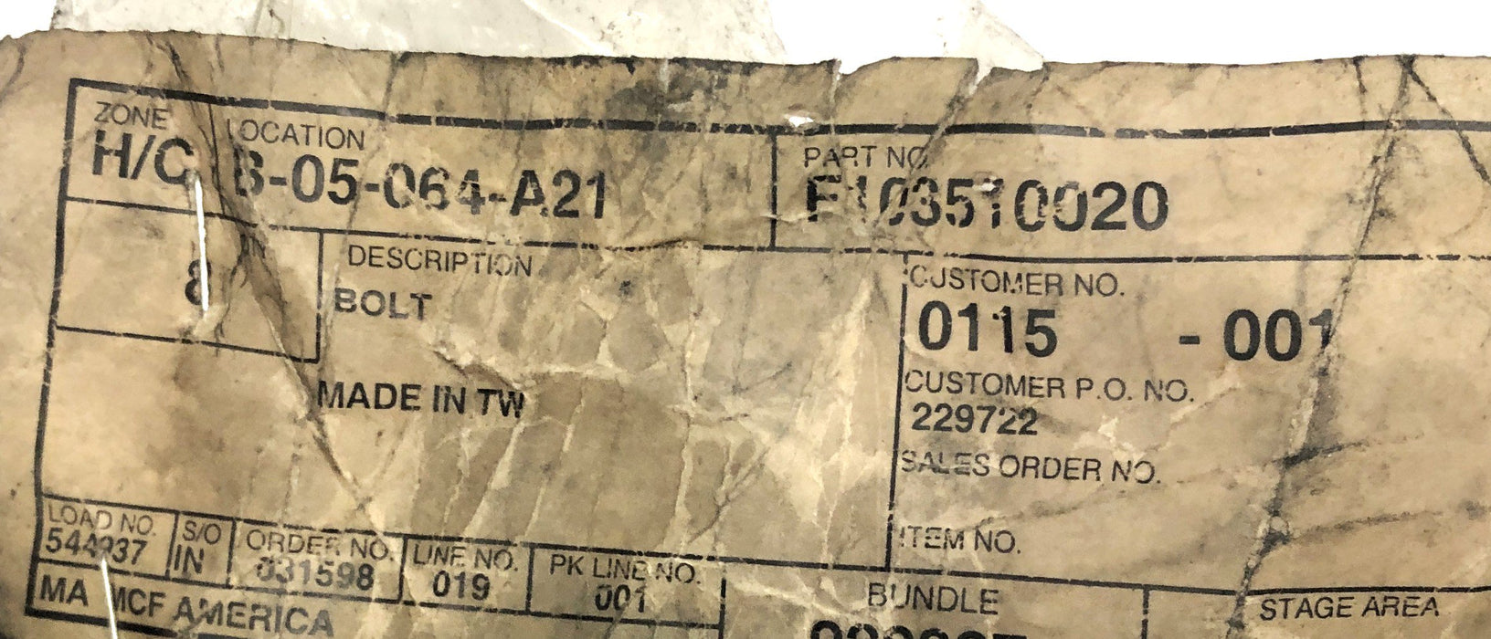 Unbranded Bolt For Mitsubishi F103510020 [Lot of 4] NOS