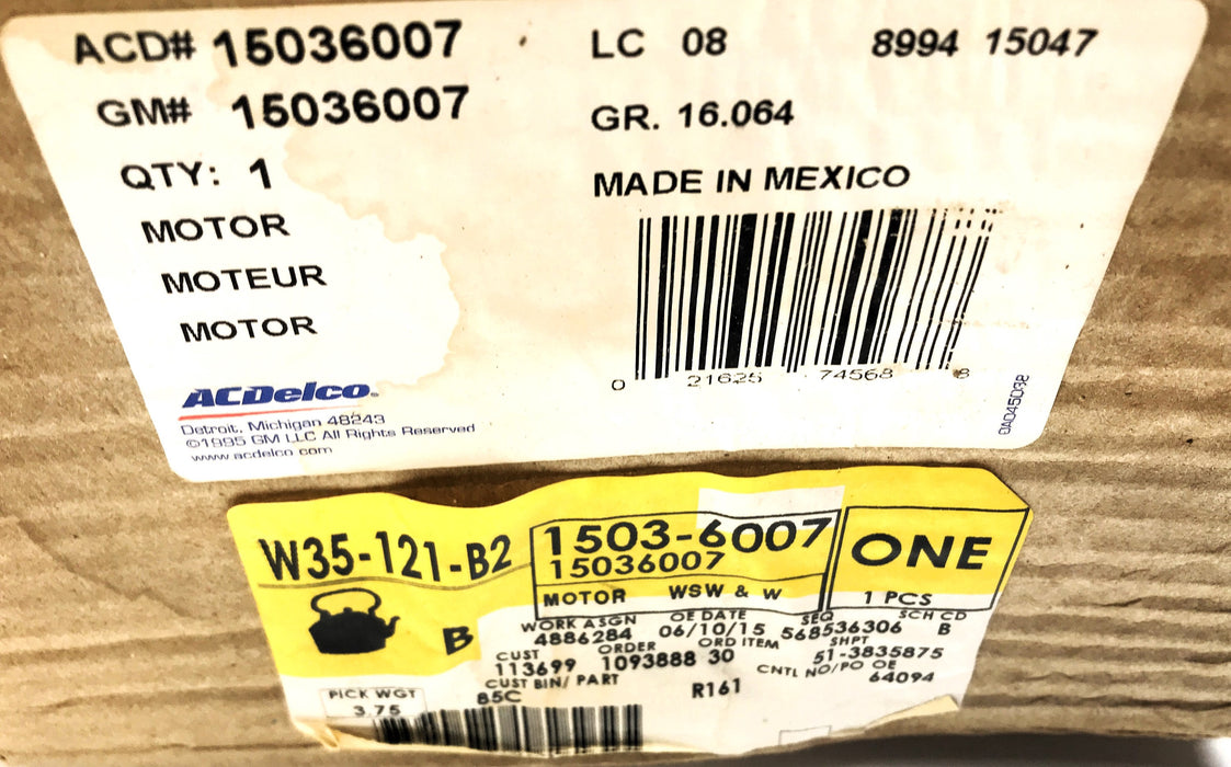 ACDelco Windshield Wiper Motor 15036007 (1503-6007) NOS