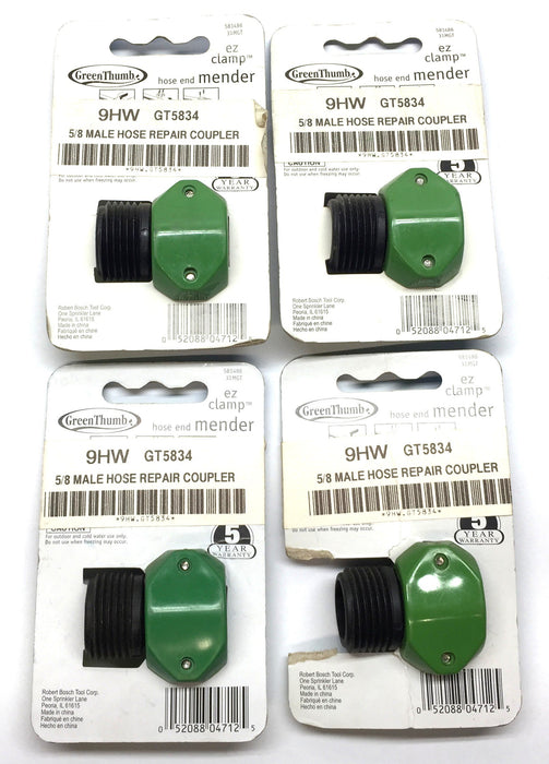 GreenThumb Medium-Duty 5/8" or 3/4" Male Poly Hose End Mender 581486 [Lot of 4] NOS