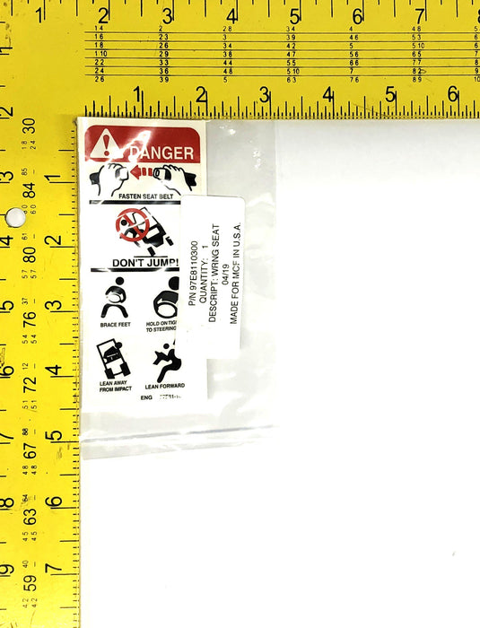Unbranded Warning Decal For MCF 97E8110300 NOS