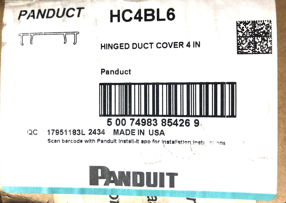 Panduit 4" x 6' Black Hinged Duct Cover Pack (8pcs) HC4BL6 NOS
