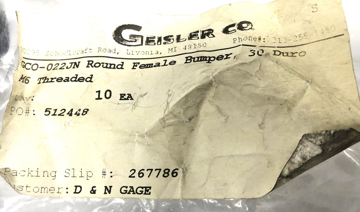 Geisler Co 30 Duro Round Female Bumper GCO-022JN [Lot of 5] NOS