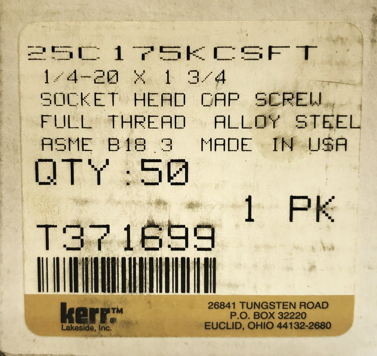 Kerr Lakeside Socket Head Cap Screw T371699 [Lot of 50] NOS