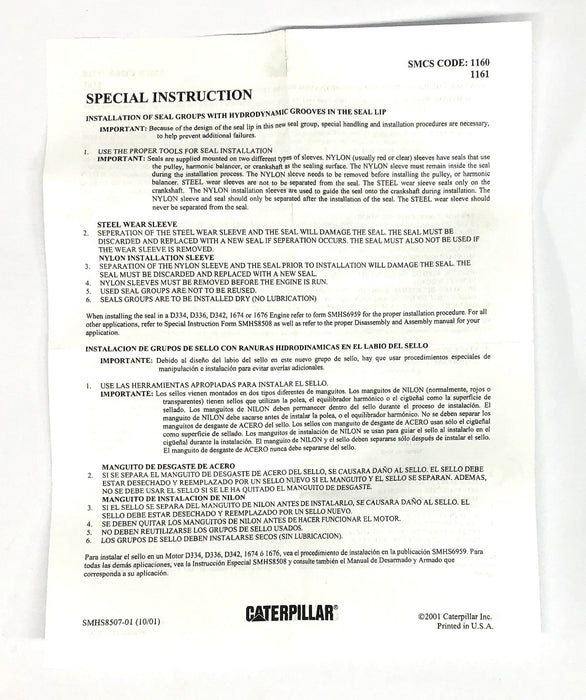 CAT/Caterpillar Crankshaft Seal 222-3909 NOS