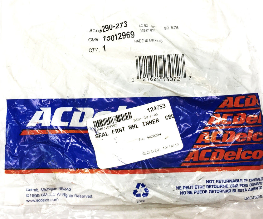 ACDelco Front Inner Wheel Seal 290-273 (15012969) NOS