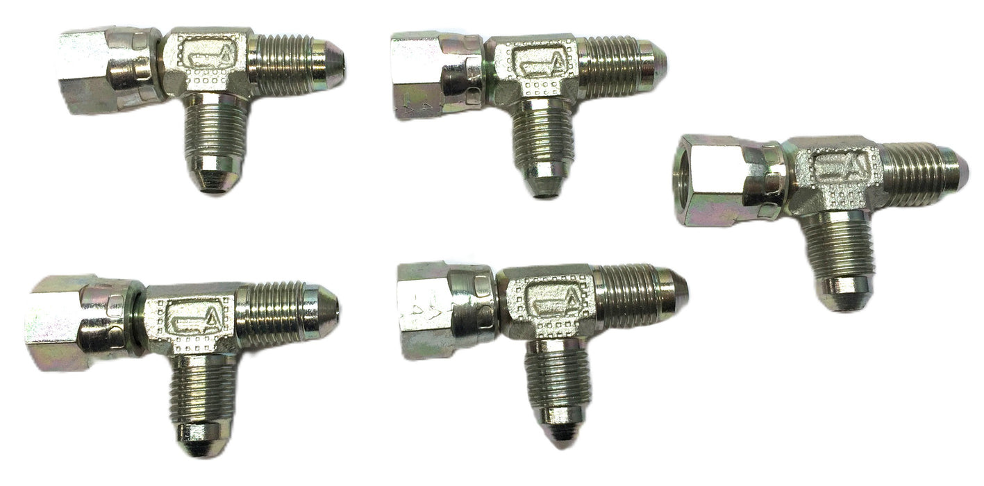 Aeroquip Hydraulic Fitting 1/4" JIC Swivel Run Tee 7/16-20 203102-4-4S [Lot of 5] NOS