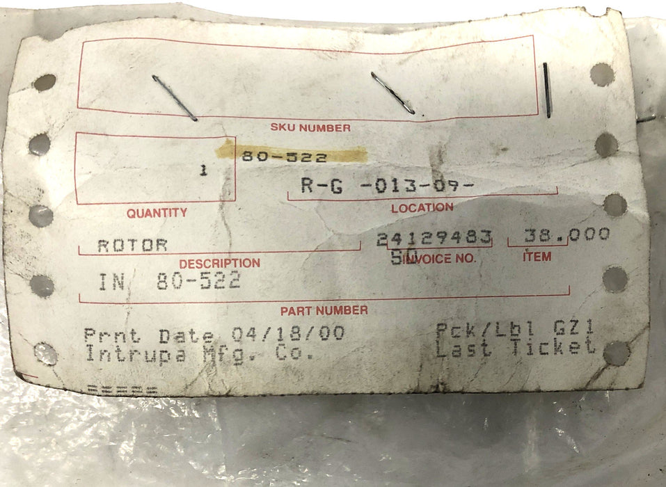Intrupa Forklift Rotor 80-522 NOS