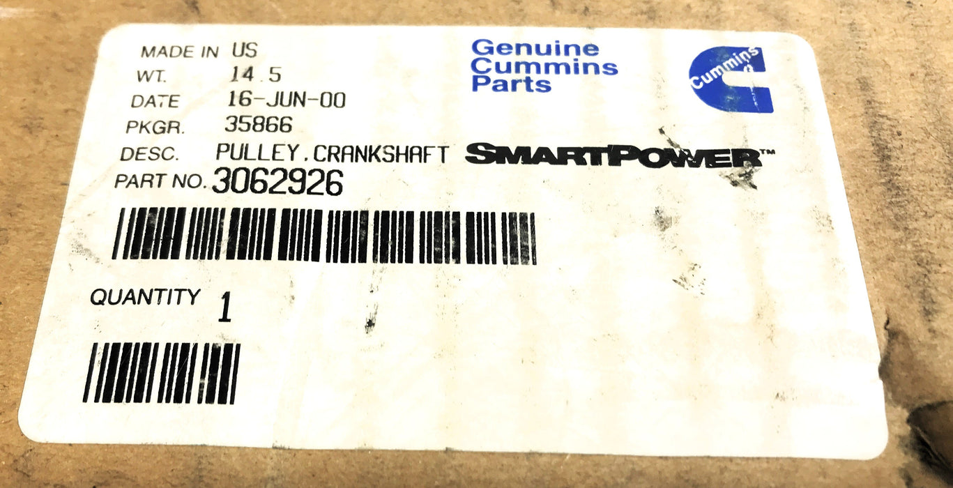 Cummins Crankshaft Pulley 3062926 NOS