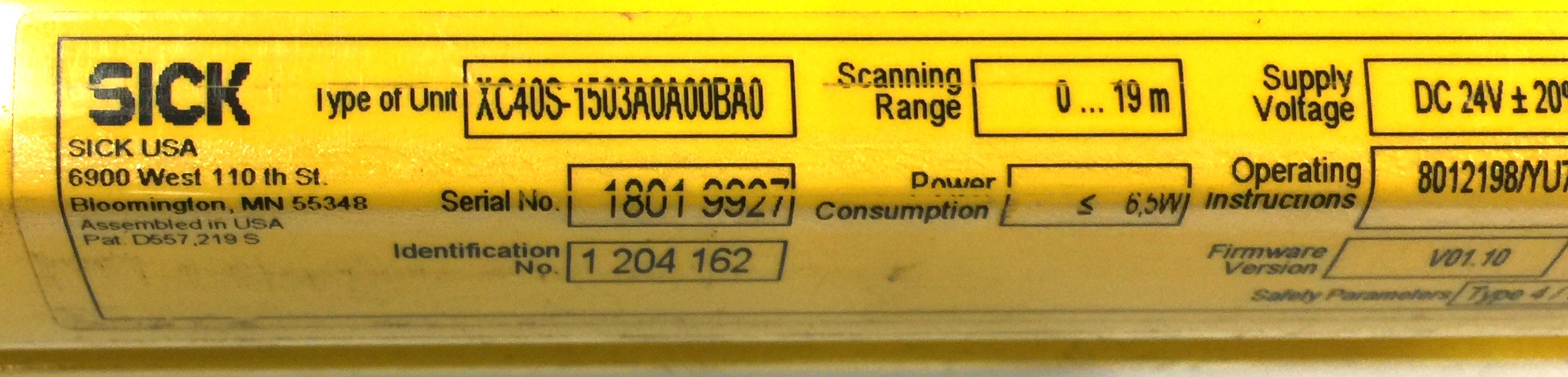 Sick C4000 Safety Light Curtain Sender XC40S-1503A0A00BA0 USED