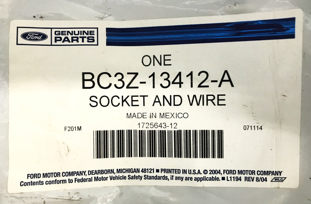 Ford Lamp Socket and Wire Assembly BC3Z-13412-A [Lot of 2] NOS