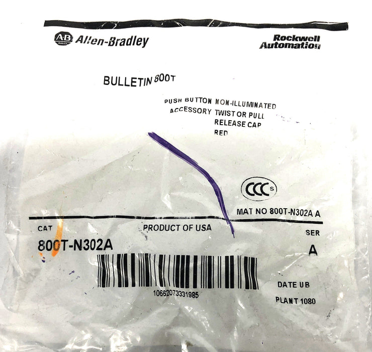 Allen-Bradley Non-Illuminated Push Button Cap 800T-N302A NOS