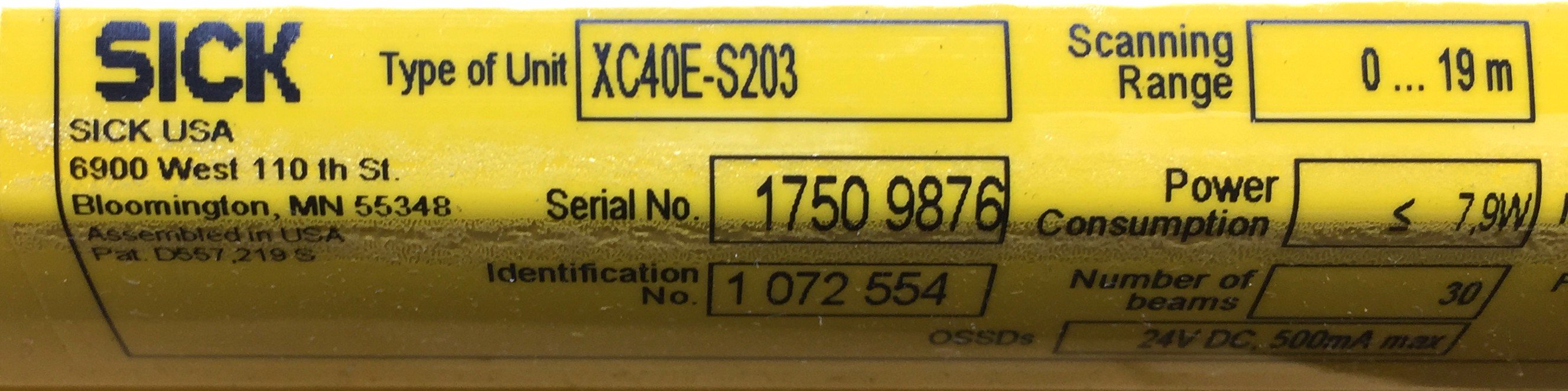 Sick C4000 Light Curtain Sender/Receiver Set XC40E-S203/XC40S-0603A0A00BA0 NOS