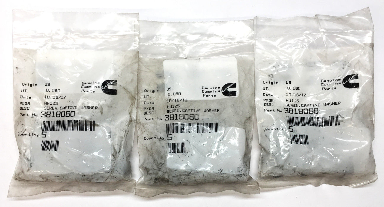 Cummins Captive Washer Cap Head Screw 3815060 [Lot of 15] NOS