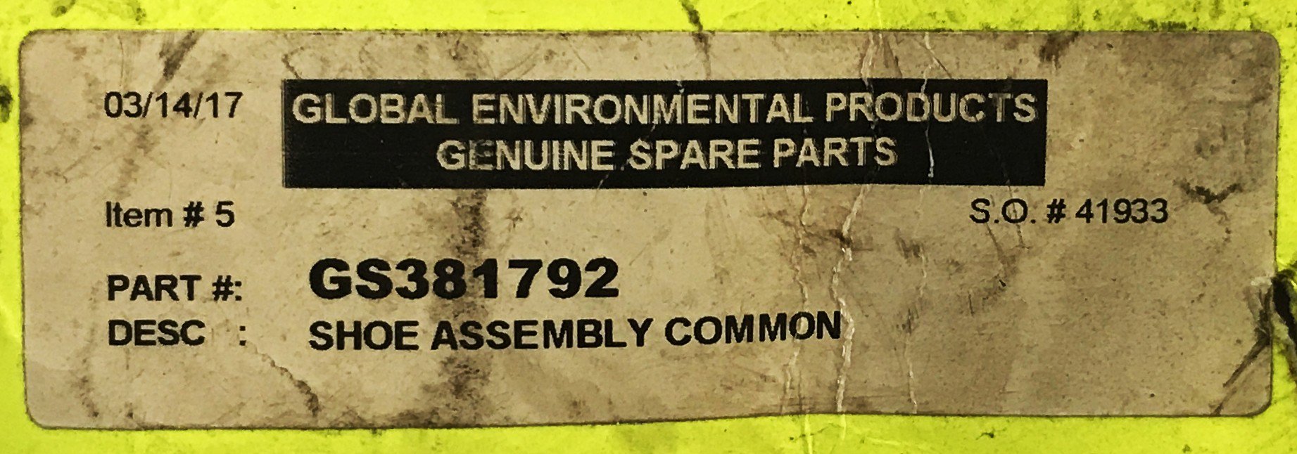 Global-Johnston Brake Shoe Assembly Common 381792 NOS