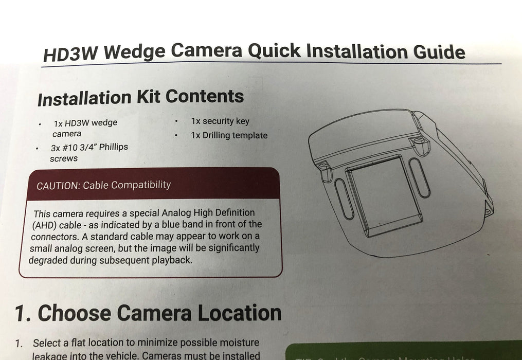 Safe Fleet Wedge Camera HD3W NOS - GTS SPECIAL