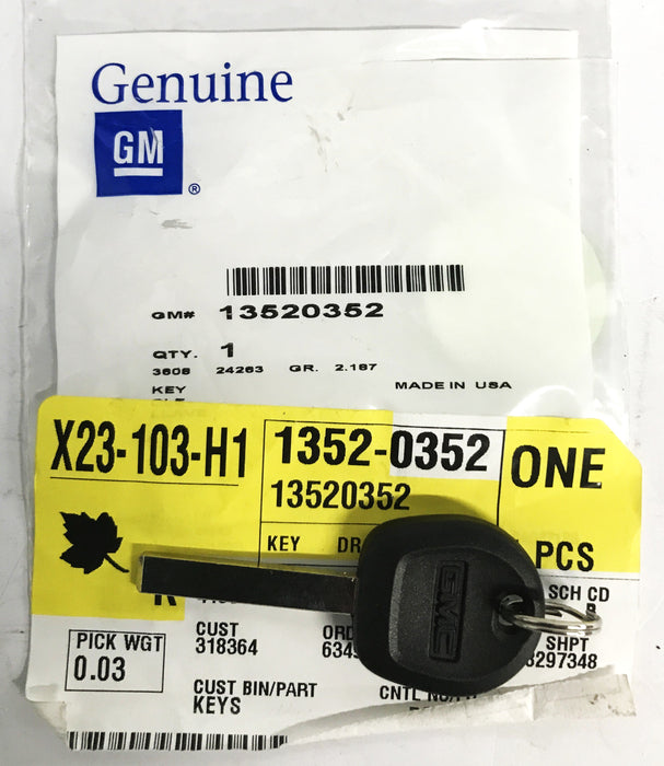 GM OEM Door Lock and Ignition Key 13520352 NOS