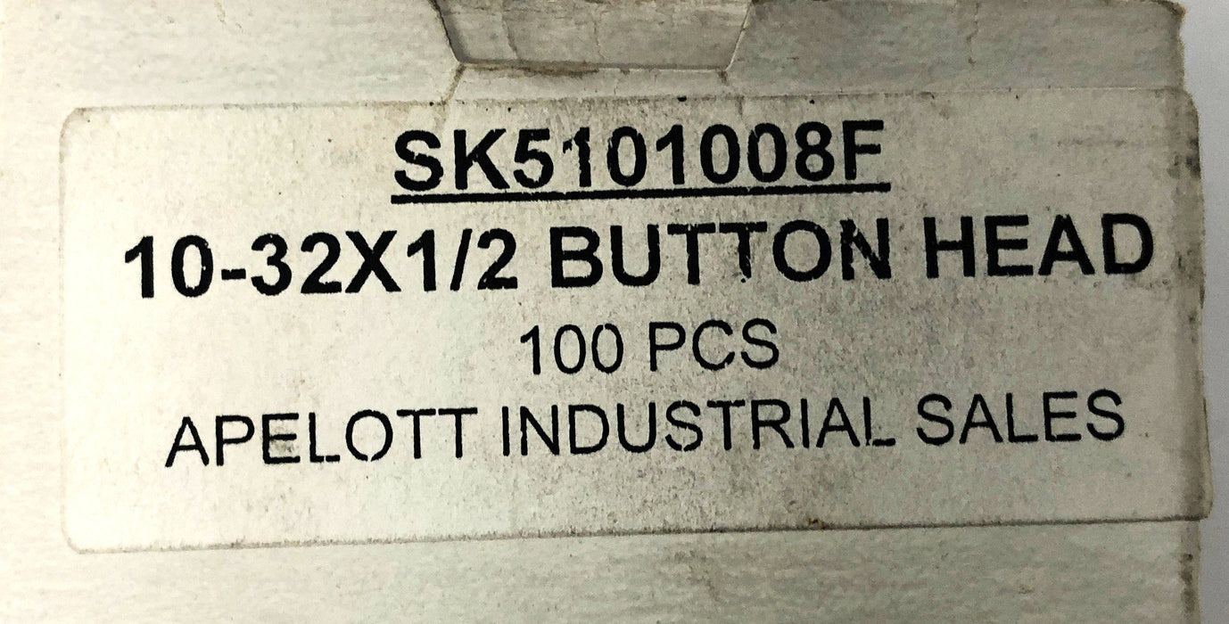 Apelott 10-32x1/2 Button Head Screw SK5101008F [Lot of 170] NOS