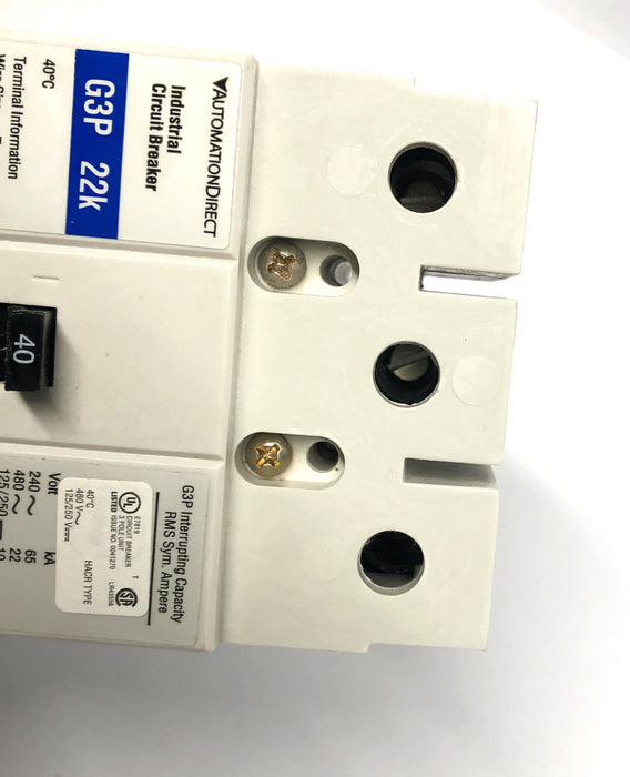 AutomationDirect 480VAC 125/250VDC Industrial Circuit Breaker G3P-040 NOS