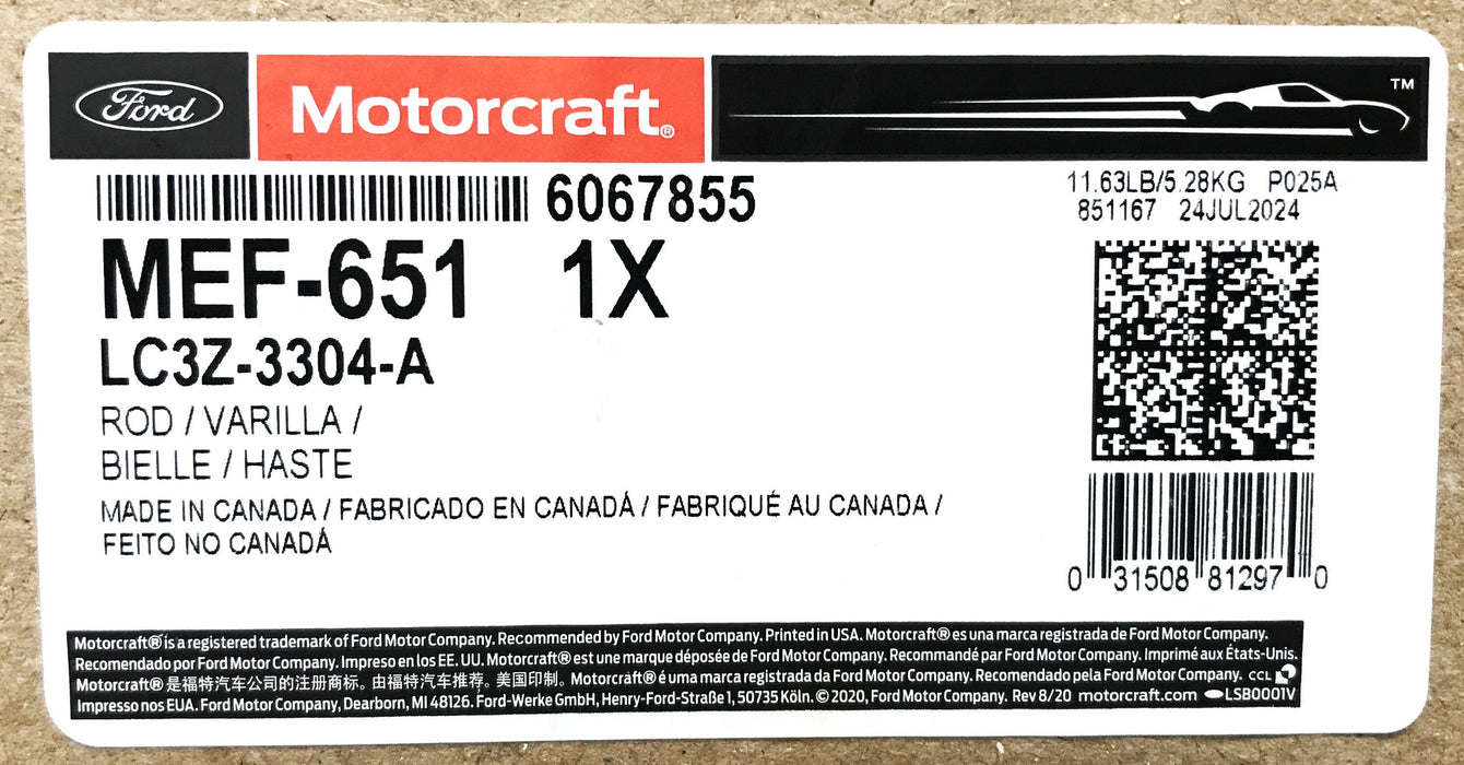 Motorcraft Steering Drag Link MEF-651 NOS