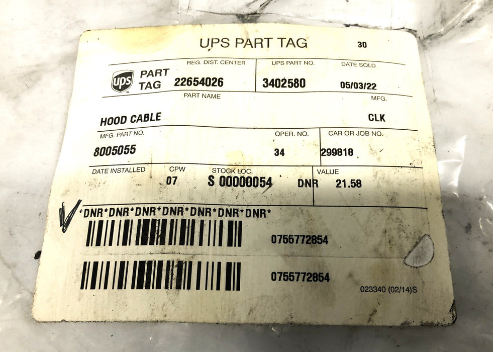 Unbranded Hood Cable  For CAT 8005055 NOS