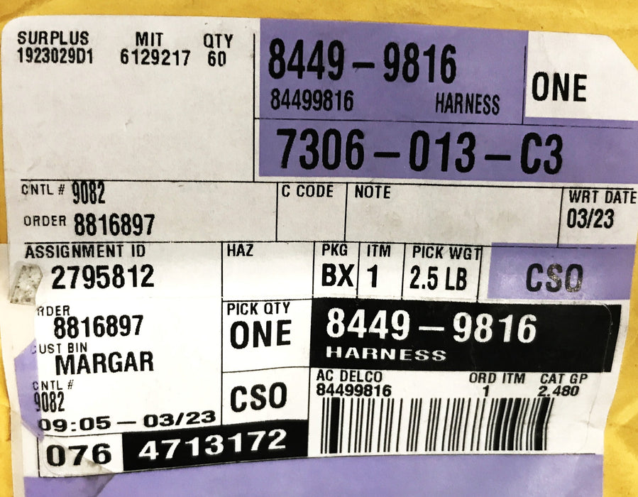 GM Front Grill Shutter Wiring Harness 84499816 NOS