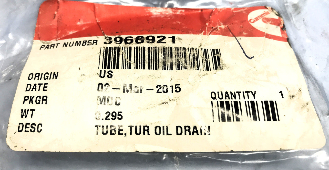 Cummins Turbo Oil Drain Tube (Minor Surface Rust) 3968921 NOS