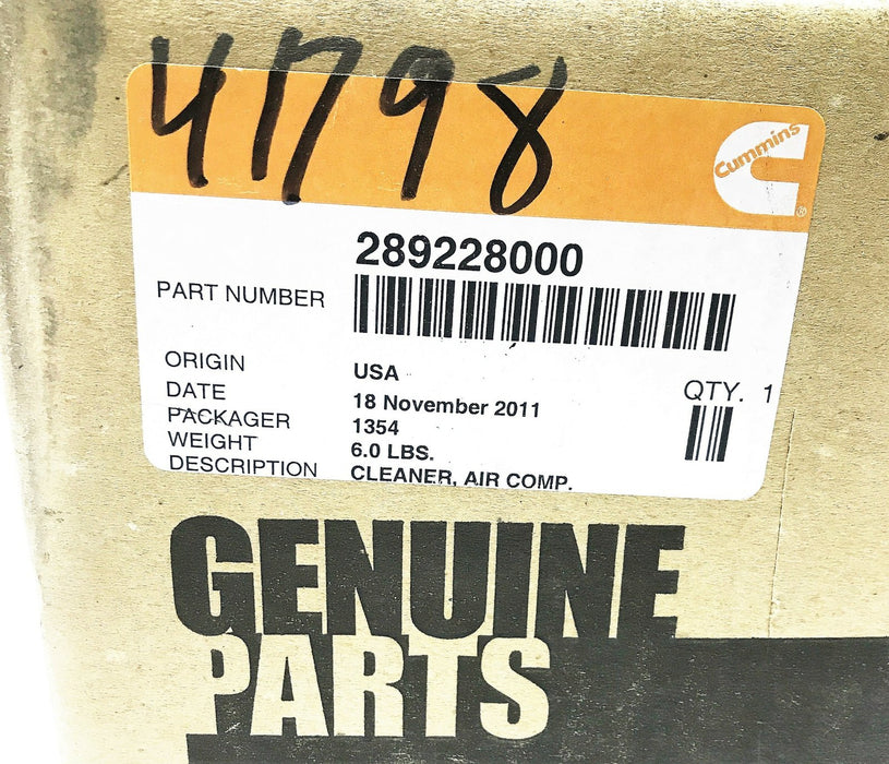 Cummins OEM Air Compressor Cleaner 289228000 NOS