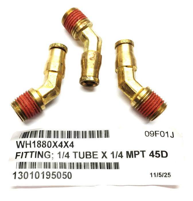 Alkon Brass 1/4" Tube x 1/4" MPT 45-Degree Fitting 1880X4X4 [Lot of 3] NOS