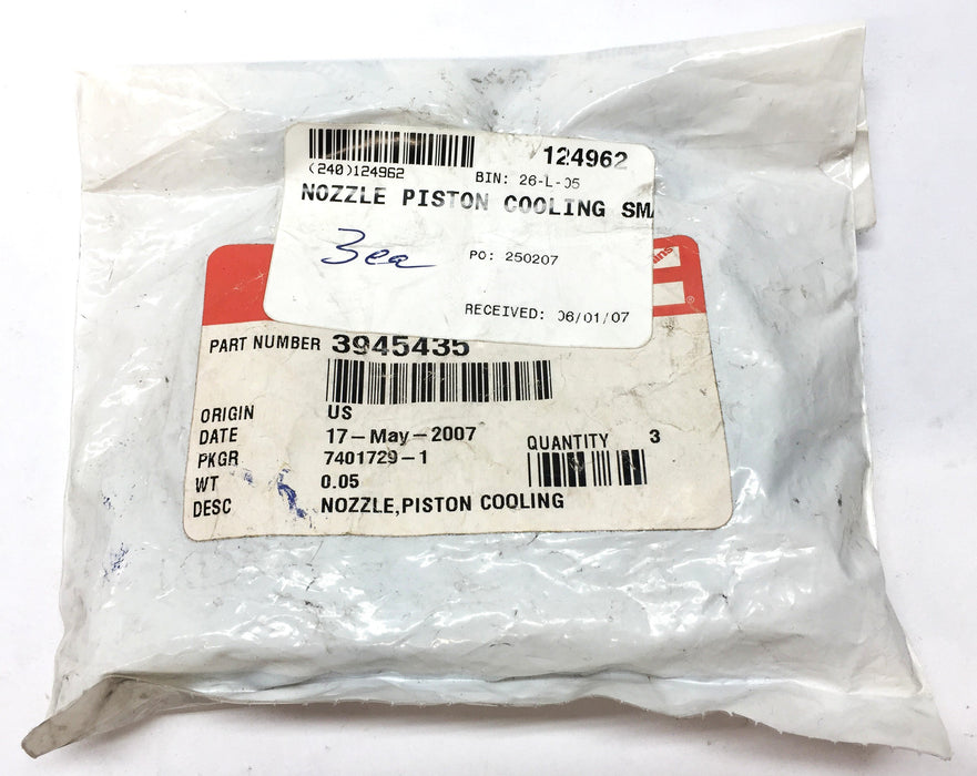 Cummins Piston Cooling Nozzle Pack 3945435 (3pcs) NOS *SEALED*