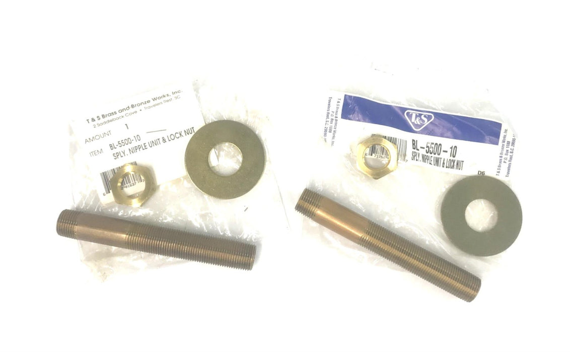 T&S Supply Nipple Unit & Lock Nut BL-5500-10 [Lot of 2] NOS