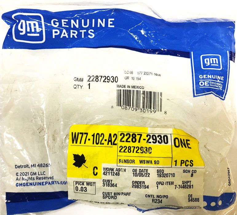 GM OEM Washer Wiper Fluid Level Sensor 22872930 NOS